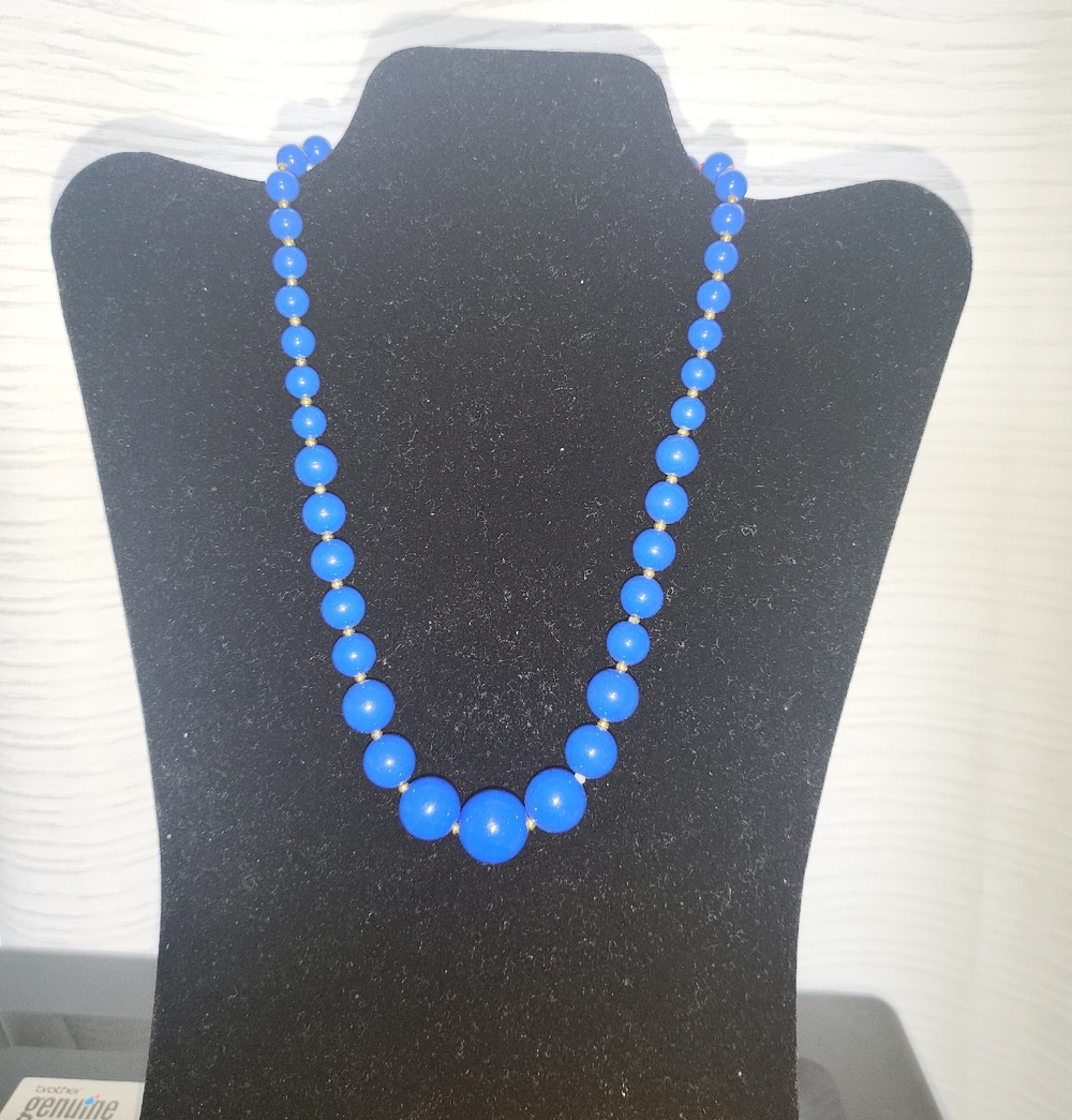 Blue Beaded Necklace - Classic Women's Jewelry